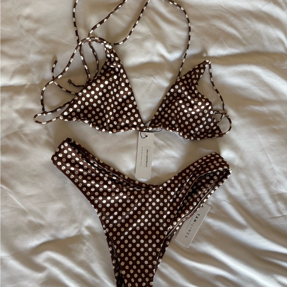 Brown Polka Dot Bikini Set
